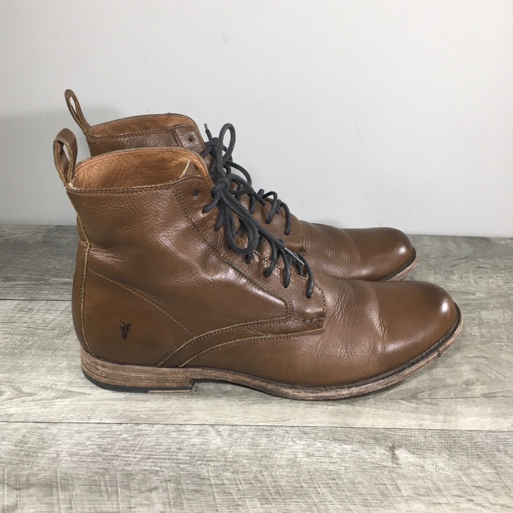 Mens Frye 87883 Philip Lace Up Brown Leather Ankle Lace Up Boots Shoes Size 9.5